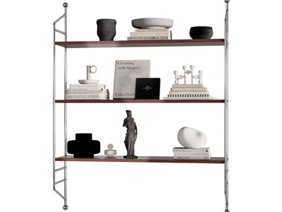 现代墙面置物收纳架 书本 饰品摆件组合3d模型 现代墙面置物收纳架 书本 饰品摆件组合