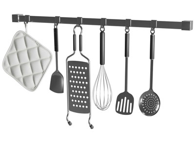现代挂墙上的勺子 铲子 厨具组合
