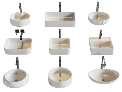 现代陶瓷洗手盆 水龙头