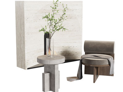 侘寂风休闲椅子 边几