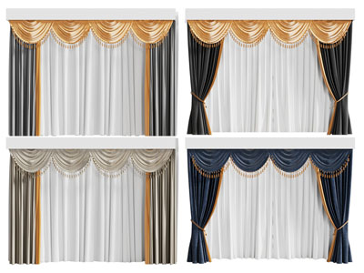 现代窗帘窗纱3d模型 现代窗帘窗纱