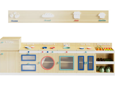 现代幼儿园儿童厨房橱柜