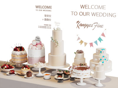 现代蛋糕 甜点 茶歇台 婚庆美陈3d模型 现代蛋糕 甜点 茶歇台 婚庆美陈
