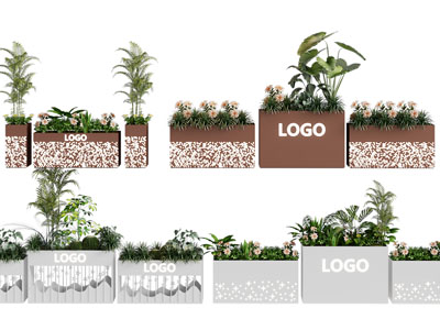 现代户外花箱盆景盆栽植物3d模型 现代户外花箱盆景盆栽植物