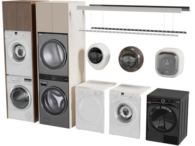 现代阳台洗衣机 晾衣架3d模型 现代阳台洗衣机 晾衣架