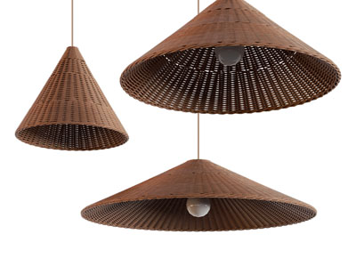 侘寂风竹编灯罩吊灯3d模型 侘寂风竹编灯罩吊灯