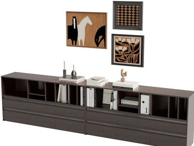 现代中古风矮柜 书柜 装饰柜