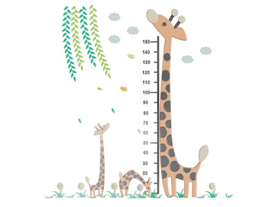 现代儿童长颈鹿身高尺 墙饰3d模型 现代儿童长颈鹿身高尺 墙饰