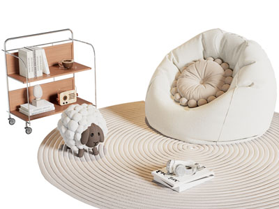 现代奶油风懒人沙发 边柜