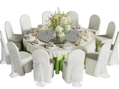 现代酒店圆形餐桌椅组合3d模型 现代酒店圆形餐桌椅组合