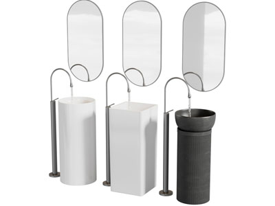 现代立式洗手台 镜子 浴室柜