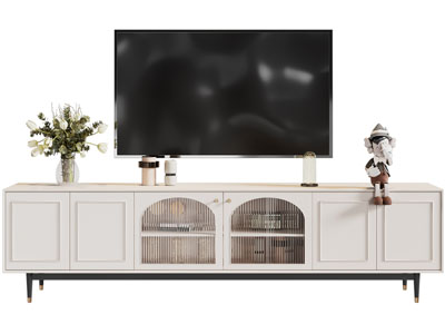 现代奶油风电视柜 电视机