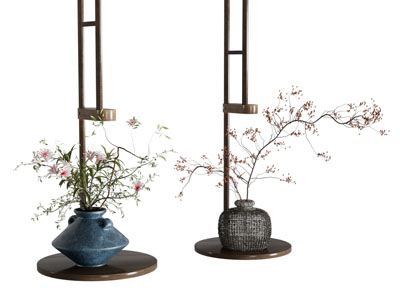 现代陶瓷花瓶花卉3d模型 现代陶瓷花瓶花卉