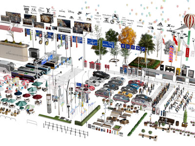 现代汽车 道路 商业景观小品