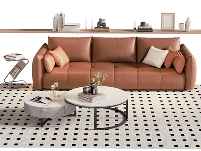 现代多人沙发 茶几组合