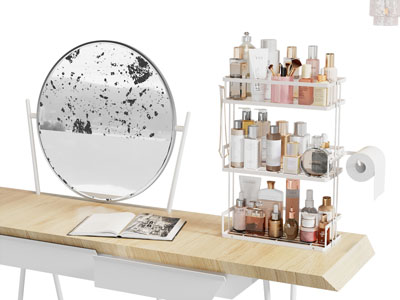 现代轻奢化妆品置物收纳架3d模型 现代轻奢化妆品置物收纳架