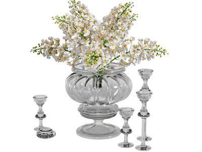 欧式玻璃花瓶花卉 烛台3d模型 欧式玻璃花瓶花卉 烛台