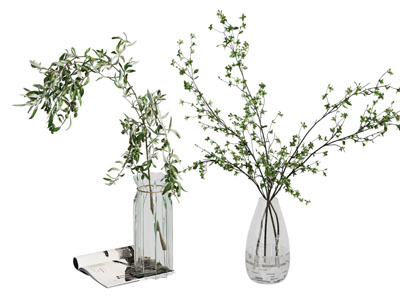 现代玻璃花瓶花卉3d模型 现代玻璃花瓶花卉