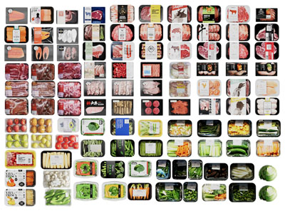 现代盒装生鲜肉类 蔬菜 水果食物