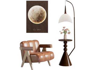 现代休闲椅子 边几 墙饰