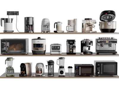 现代咖啡机 电饭锅 微波炉 厨房电器3d模型 现代咖啡机 电饭锅 微波炉 厨房电器