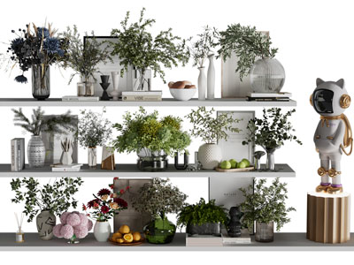 现代花瓶花卉 雕塑雕刻 摆件组合3d模型 现代花瓶花卉 雕塑雕刻 摆件组合