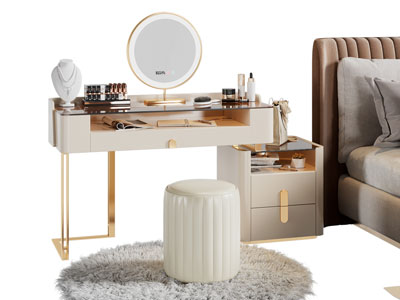现代轻奢化妆 梳妆台3d模型 现代轻奢化妆 梳妆台
