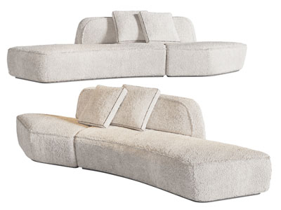 现代奶油风异形多人沙发3d模型 现代奶油风异形多人沙发