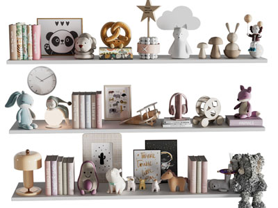 现代玩偶 手办 饰品摆件组合3d模型 现代玩偶 手办 饰品摆件组合