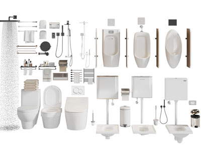 现代淋浴花洒 马桶 小便斗 毛巾架 卫浴小件