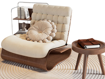 侘寂风单人沙发 边几