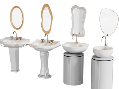 现代立式陶瓷洗手台 镜子