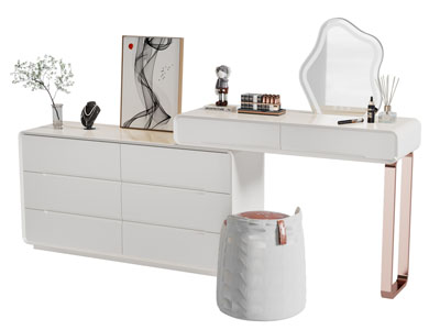 现代奶油风化妆 梳妆台3d模型 现代奶油风化妆 梳妆台