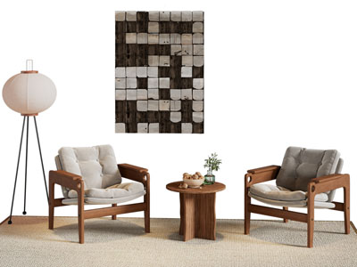 侘寂风休闲椅子 边几