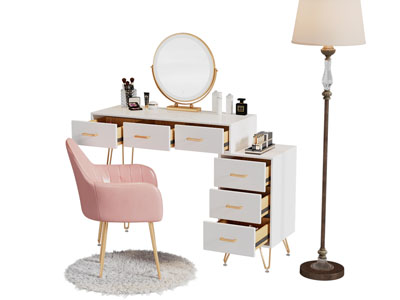 现代轻奢化妆 梳妆台 落地灯3d模型 现代轻奢化妆 梳妆台 落地灯