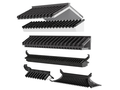 新中式瓦片屋檐 建筑构件
