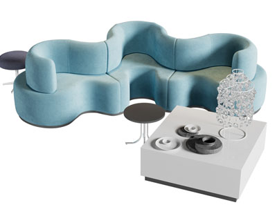 现代异形多人沙发 边几3d模型 现代异形多人沙发 边几