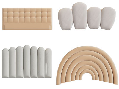 侘寂风双人软包床头