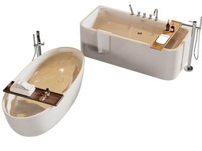 现代装满水的浴缸浴盆