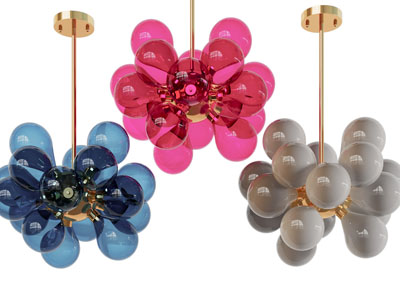 现代轻奢彩色玻璃灯罩吊灯3d模型 现代轻奢彩色玻璃灯罩吊灯