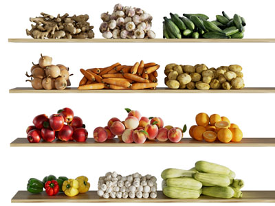 现代生姜 辣椒 桃子 土豆 水果蔬菜货架 展架