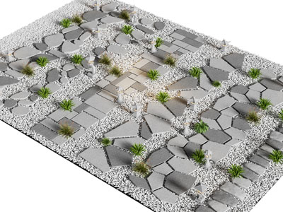 现代老石板 汀步 石板路 游步道 青石路