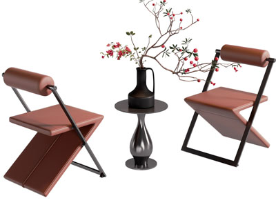 现代休闲椅子 边几