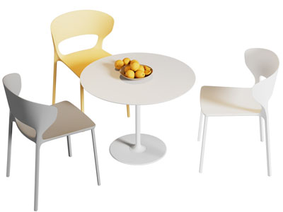 现代圆形休闲餐桌椅组合3d模型 现代圆形休闲餐桌椅组合