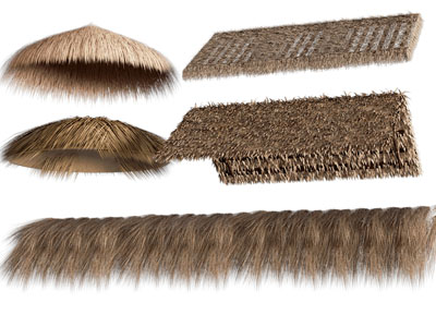 现代茅草棚 屋檐 建筑构件