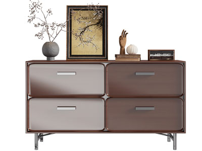 现代中古风玄关柜 边柜3d模型 现代中古风玄关柜 边柜