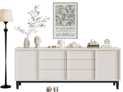 现代奶油风玄关柜 边柜3d模型 现代奶油风玄关柜 边柜