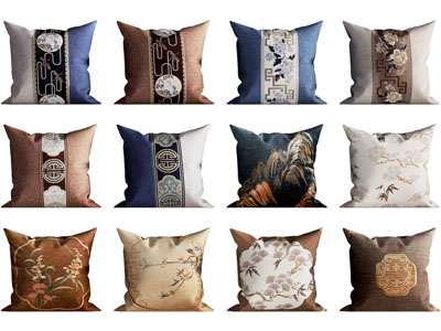 新中式方形靠垫抱枕3d模型 新中式方形靠垫抱枕