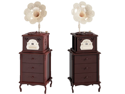 法式中古风唱片机 摆件组合3d模型 法式中古风唱片机 摆件组合