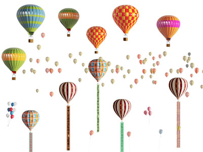 现代热气球 墙饰3d模型 现代热气球 墙饰